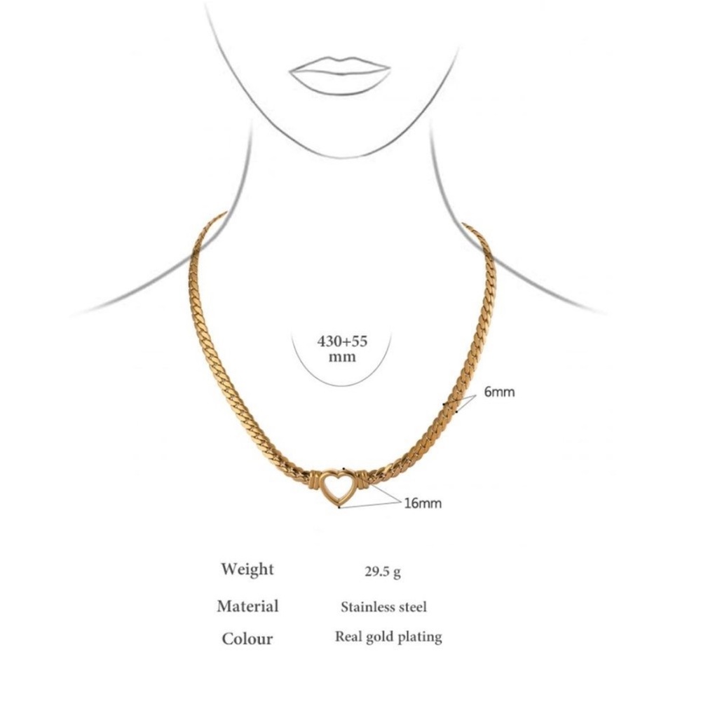 ✨New 18k gold plated bold Cuban Chain Necklace with Heart Centerpiece✨ - Picture 6 of 6